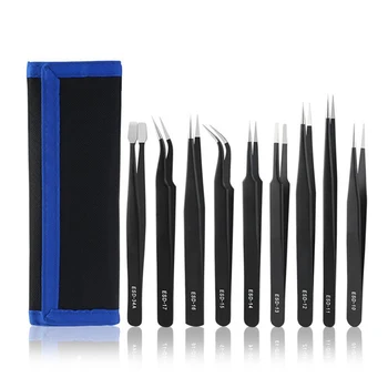 9 in 1 Anti-Static Stainless Steel Tweezers Set Maintenance Repair Tool Kit Anti Static Model Making Tool Hand Tool Set
9 in 1 Anti-Static Stainless Steel Tweezers Set Maintenance Repair Tool Kit Anti Static Model Making Tool Hand Tool Set