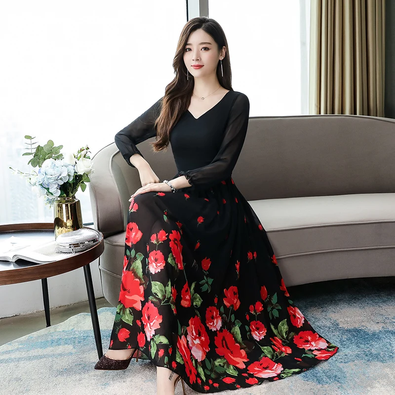 2019 Autumn New Arrival Elegant V Collar Flower Printed Bohemian Style Woman Chiffon Long Maxi Dress Plus Size M-4XL
2019 Autumn New Arrival Elegant V Collar Flower Printed Bohemian Style Woman Chiffon Long Maxi Dress Plus Size M-4XL