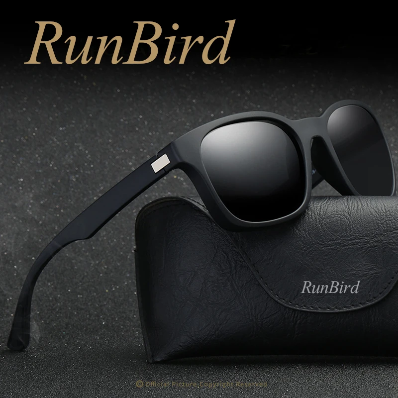 

RUNBIRD Polarized Sunglasses Men Square Glasses Driving Travel Eyewear Brand Designer Driving Oculos De Sol Coating UV400 1128R