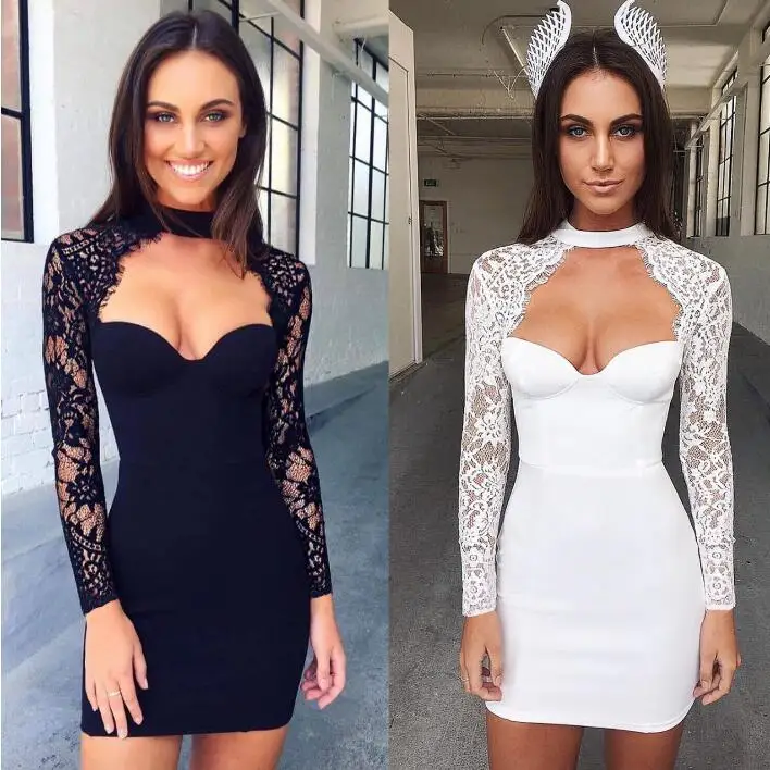Halter Lace Sleeve Sexy Dress Women Elegant Black Bodycon Dress Autumn Winter Long Sleeve Party Short Dress
Halter Lace Sleeve Sexy Dress Women Elegant Black Bodycon Dress Autumn Winter Long Sleeve Party Short Dress