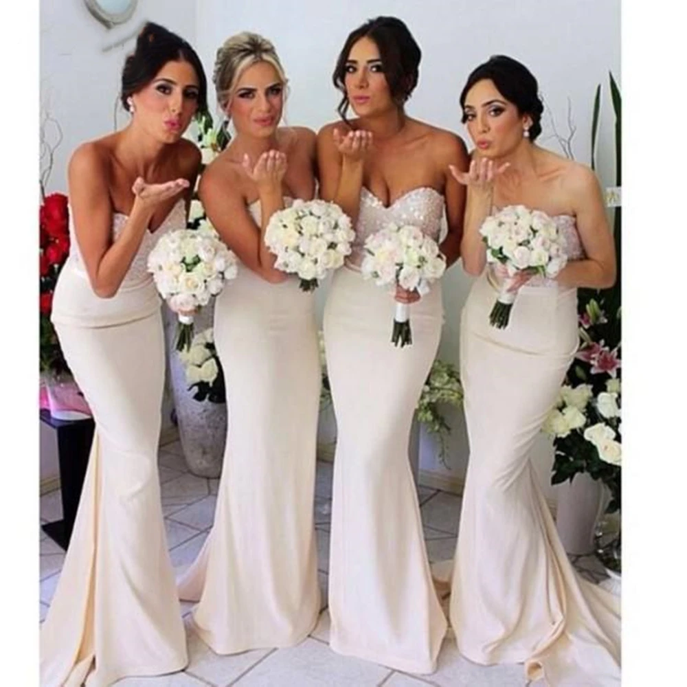 Cheap 2021 Satin Long Bridesmaid Dresses Sequined Sweetheart Neck Floor Length Formal Party Gowns Sleeveless Maid of Honor Dress
Cheap 2021 Satin Long Bridesmaid Dresses Sequined Sweetheart Neck Floor Length Formal Party Gowns Sleeveless Maid of Honor Dress