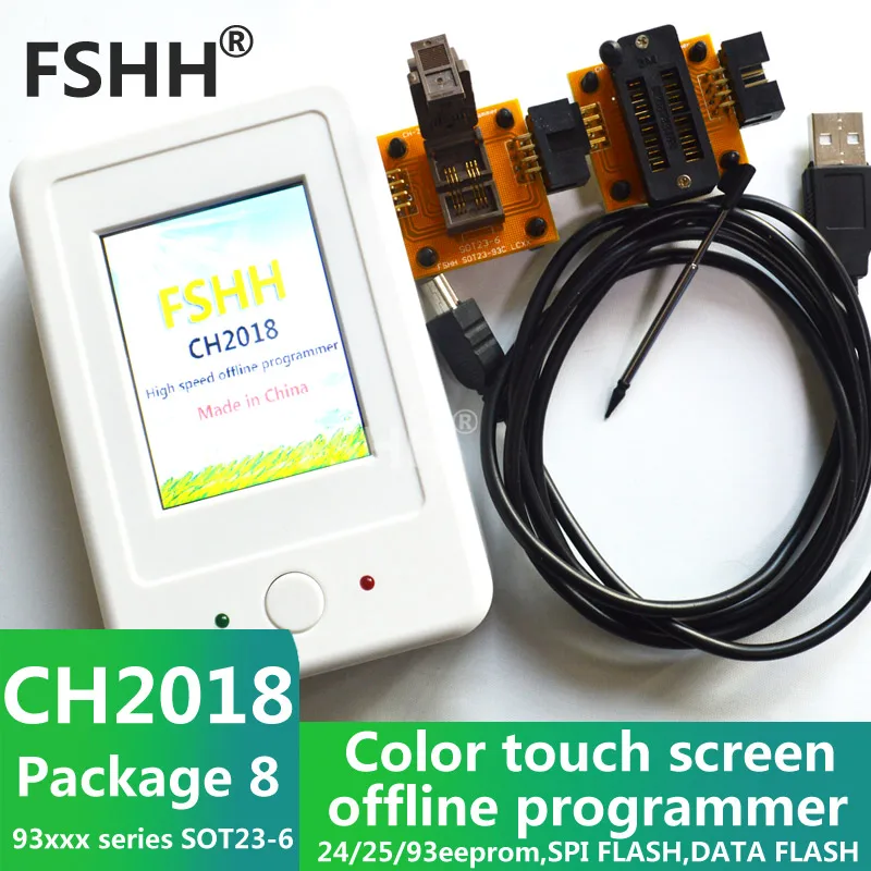 CH2018 Color screen offline programmer SPI programmer 24/25/93EEPROM DATA SPI FLASH with 93xx SOT23-6 socket adapter
CH2018 Color screen offline programmer SPI programmer 24/25/93EEPROM DATA SPI FLASH with 93xx SOT23-6 socket adapter