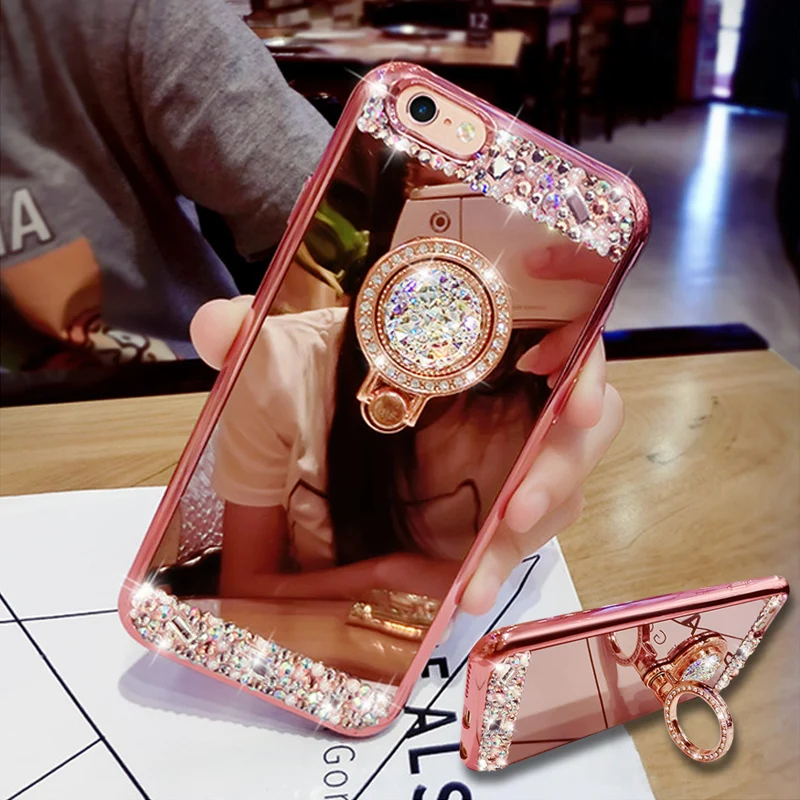 Diamond Rhinestone Bling Mirror Case For iphone 7 8 6 6s Plus Luxury Crystal Ring Stand Soft Cover For iphone X XR XS Max Coque
Diamond Rhinestone Bling Mirror Case For iphone 7 8 6 6s Plus Luxury Crystal Ring Stand Soft Cover For iphone X XR XS Max Coque