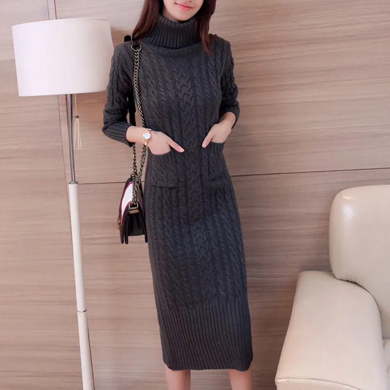 HaoRu New Women's Knitting Dress Winter 2017 Autumn Fashion Thicker Warm Turtleneck Slim Knitted Pullovers Long Sweater Female
HaoRu New Women's Knitting Dress Winter 2017 Autumn Fashion Thicker Warm Turtleneck Slim Knitted Pullovers Long Sweater Female