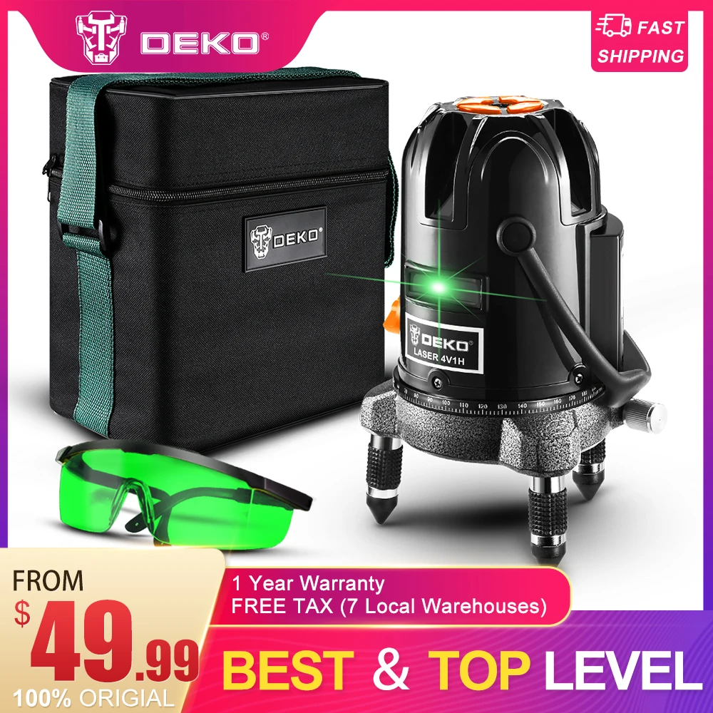 DEKO DKLL501 5 Lines 6 Points Laser Level Green Laser Lines Multipurpose Cross-Line Outdoor Tilt Mode With Tripod Set
DEKO DKLL501 5 Lines 6 Points Laser Level Green Laser Lines Multipurpose Cross-Line Outdoor Tilt Mode With Tripod Set