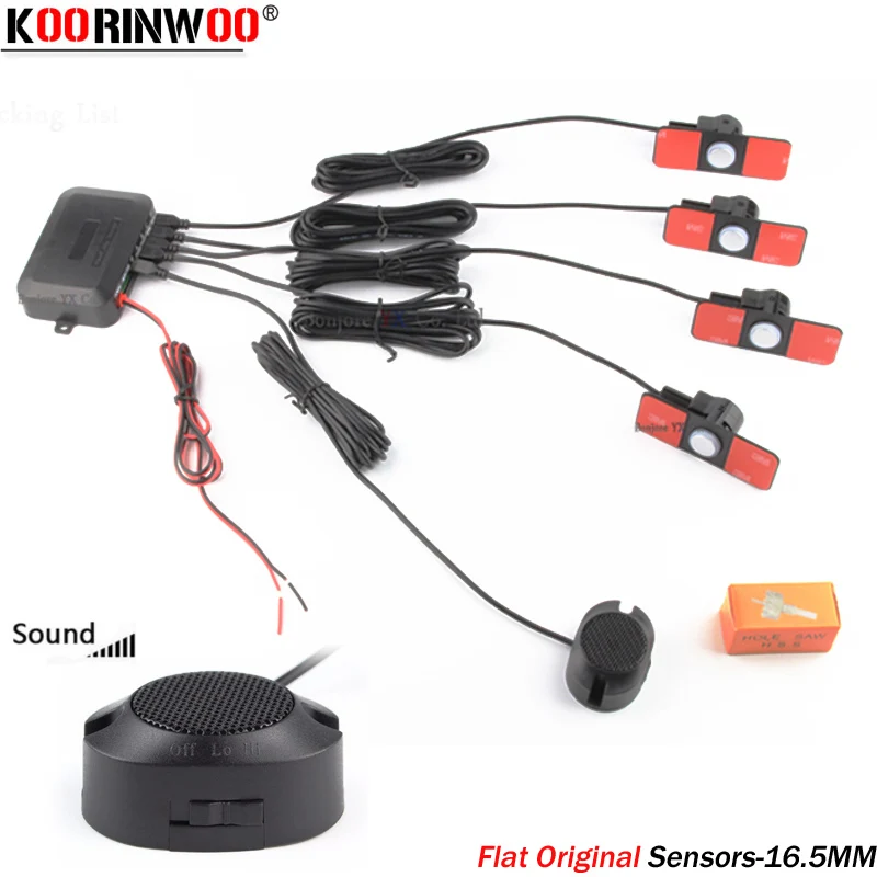 

Koorinwoo Car Parkmaster Original Flat Sensor 16.5mm Probes Parking Alarm system security Switch Buzzer Alert BIBI Sounds Radars