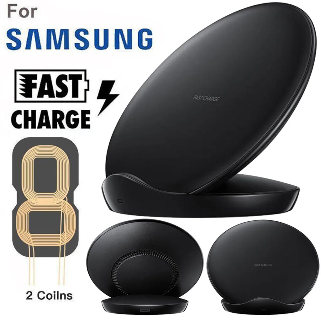 

Carprie Double-Coils Lightweight Qi Wireless Charger Charging Stand Dock For Samsung Galaxy S10/S10+ 19Mar02