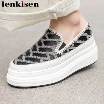 Lenkisen luxury sheep leather round toe thick med bottom slip on loafers comfortable plus size Spring brand vulcanized shoes L02
Lenkisen luxury sheep leather round toe thick med bottom slip on loafers comfortable plus size Spring brand vulcanized shoes L02