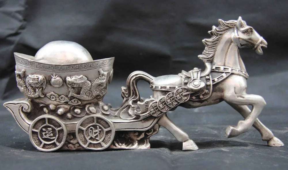 6 Chinese White Copper Silver Feng Shui Horse Pull Dragon Phoenix YuanBao Statue
6 Chinese White Copper Silver Feng Shui Horse Pull Dragon Phoenix YuanBao Statue