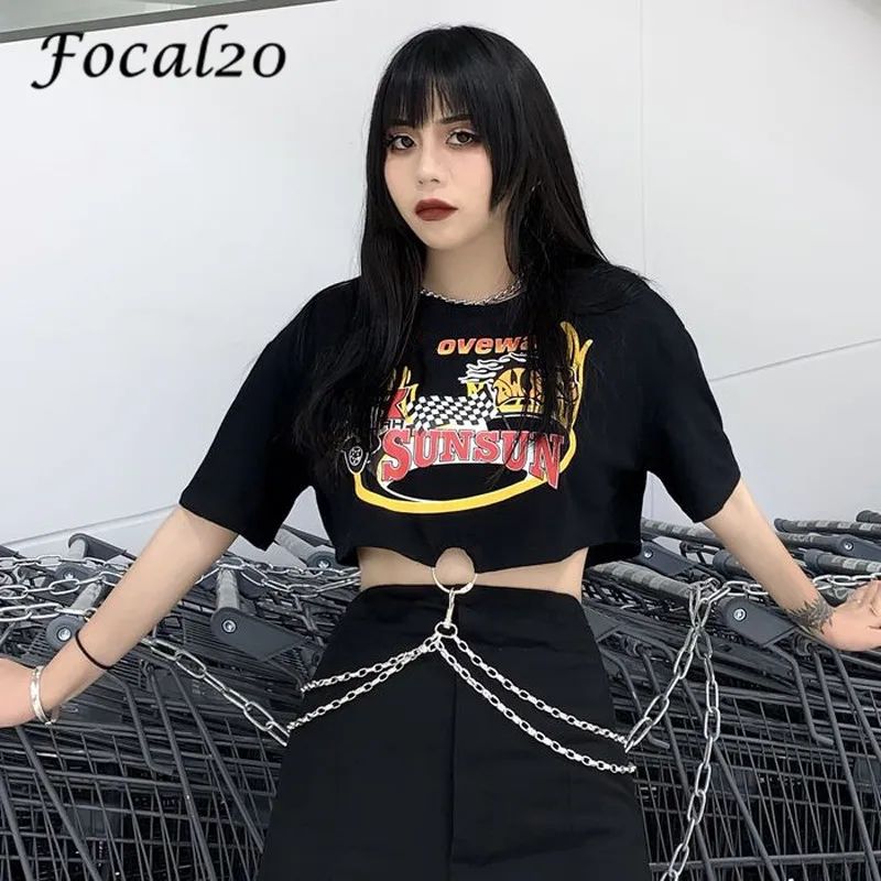 Focal20 Harajuku Flame Letter Print Women T Shirt Short Sleeve Crew Neck Loose Spring Summer Ring Chain Crop Female T-shirt
Focal20 Harajuku Flame Letter Print Women T Shirt Short Sleeve Crew Neck Loose Spring Summer Ring Chain Crop Female T-shirt