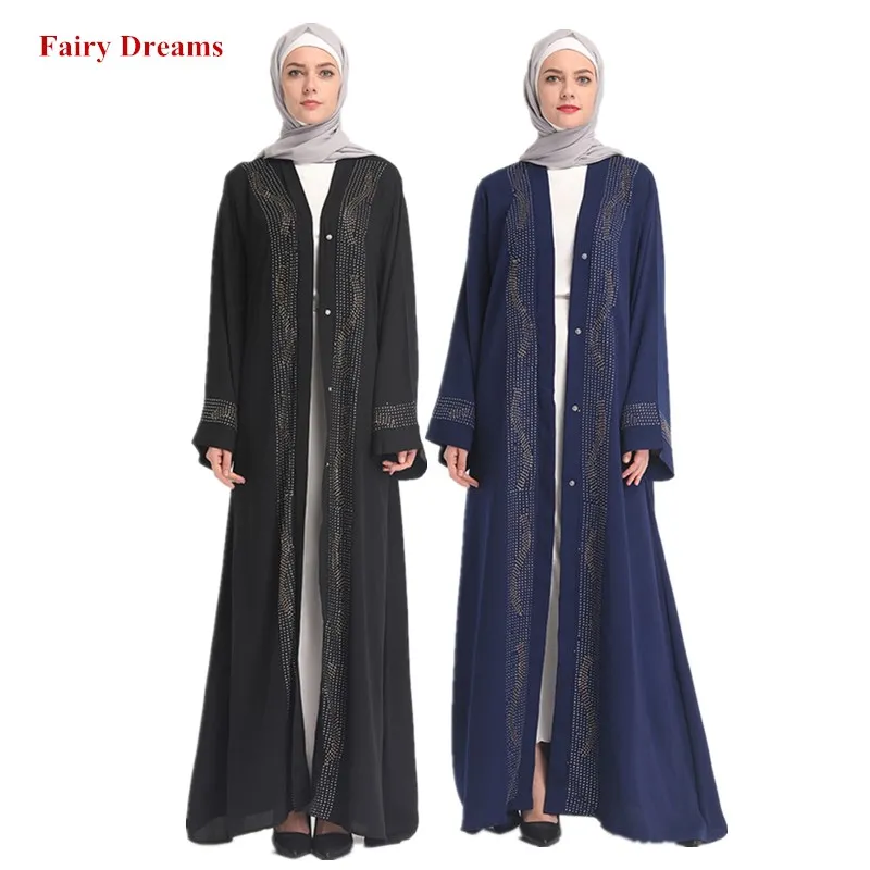 Women Blue Black Abaya Dubai Bolero Muslim Cardigan Diamonds Marocain Bangladesh Turkish Robe Hijab Kaftan Islamic Clothing 2019
Women Blue Black Abaya Dubai Bolero Muslim Cardigan Diamonds Marocain Bangladesh Turkish Robe Hijab Kaftan Islamic Clothing 2019