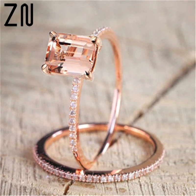 ZN 2Pc/Set New Rings For Women Exquisite Luxury Square Crystal Rings Micro-inlaid Zircon Jewelry Rose Gold Ring Drop Shipping
ZN 2Pc/Set New Rings For Women Exquisite Luxury Square Crystal Rings Micro-inlaid Zircon Jewelry Rose Gold Ring Drop Shipping