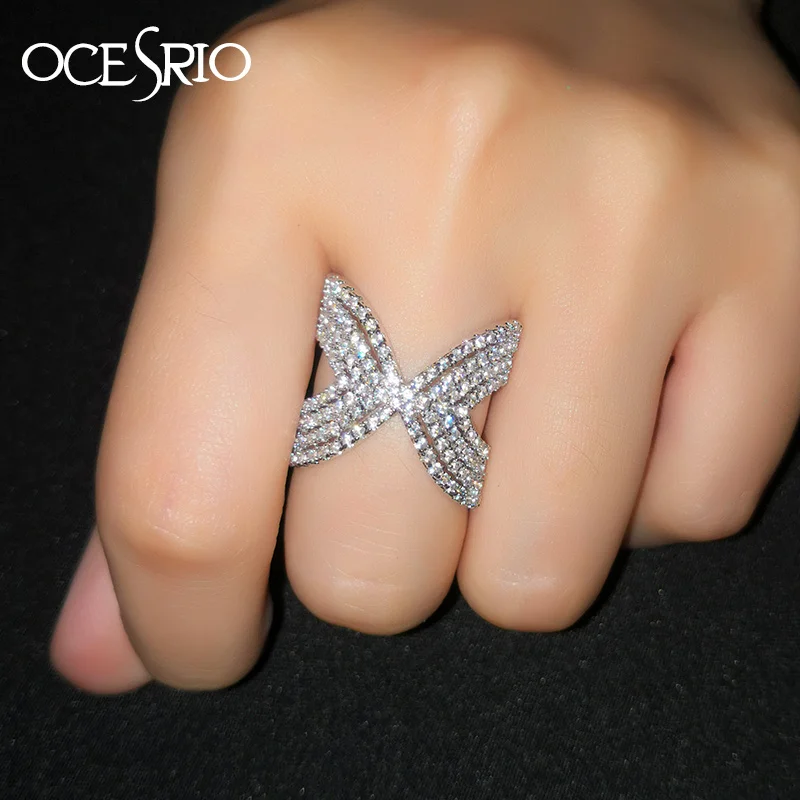 OCESRIO Trendy Cubic Zirconia Women Rings Luxury Dainty Big X Cross Rings for Women 925 Silver Engagement Jewelry rig-f84
OCESRIO Trendy Cubic Zirconia Women Rings Luxury Dainty Big X Cross Rings for Women 925 Silver Engagement Jewelry rig-f84