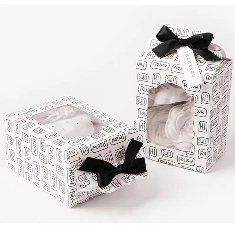 paper box christmas birthday party gift box with black ribbon