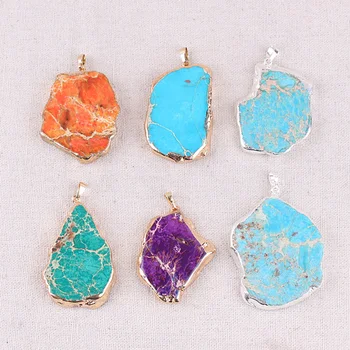 5pcs Colorful Sea Sediment Natural Stone Pendants Irregular Gold Silver Slice Pendants Druzy Charms Pendant For Jewelry Making
5pcs Colorful Sea Sediment Natural Stone Pendants Irregular Gold Silver Slice Pendants Druzy Charms Pendant For Jewelry Making