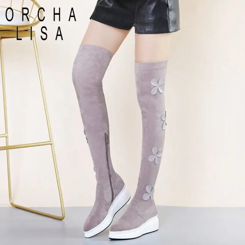 ORCHA LISA New over the knee boots for women ladies floral decoration zipper wedges heel stretched long boots Shoes Women C896
ORCHA LISA New over the knee boots for women ladies floral decoration zipper wedges heel stretched long boots Shoes Women C896