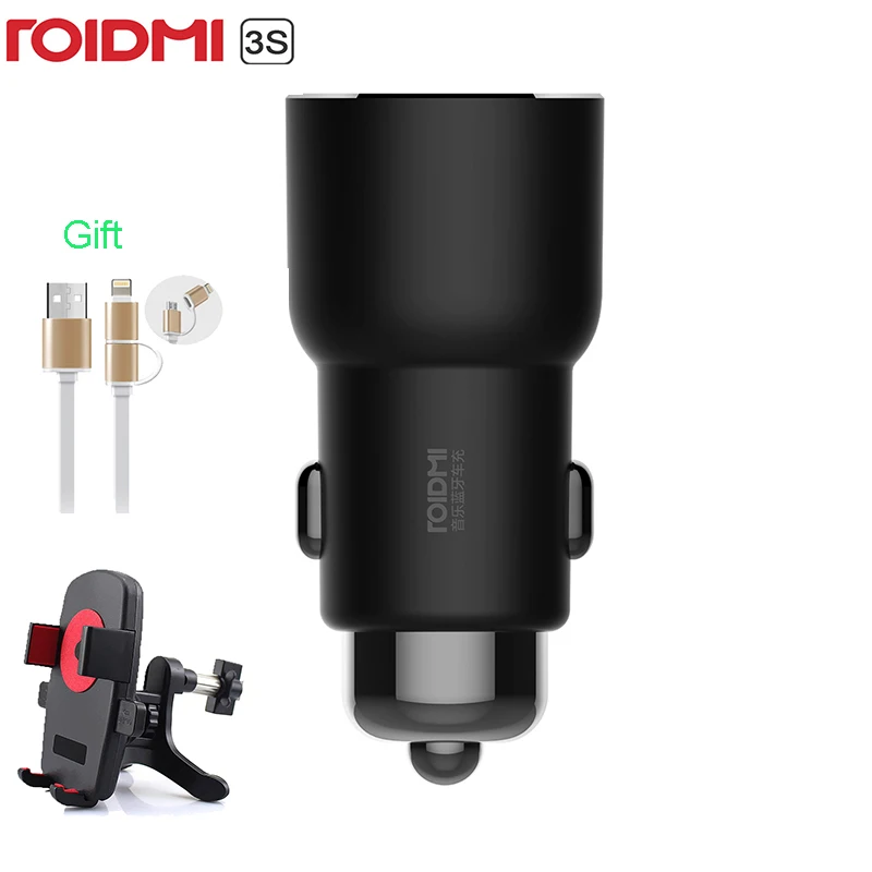 

Original Xiaomi ROIDMI 3S 5V 3.4A Dual Usb Car Charger Wireless FM Bluetooth Car MP3 Player With Smart APP Control