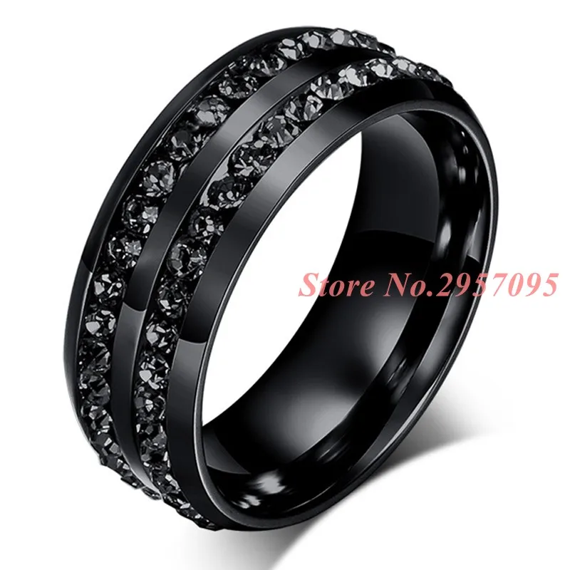 New Design Fashion Men Rings Black Double Crystal Rings Stainless Steel Men Wedding Rings Size 6-13 Choose
New Design Fashion Men Rings Black Double Crystal Rings Stainless Steel Men Wedding Rings Size 6-13 Choose