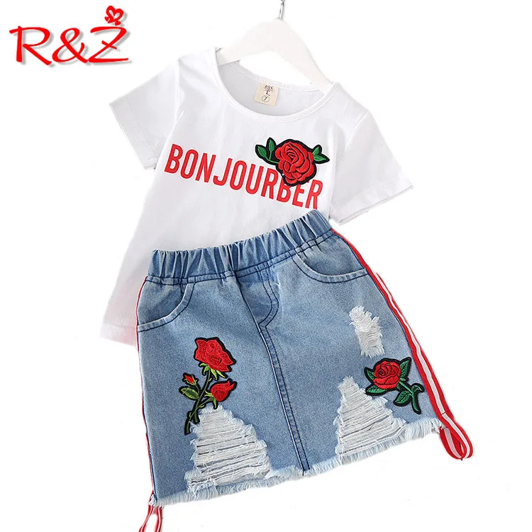 R&Z Children's Set 2019 Summer New Girls Set Fashion Embroidered Rose Cotton Short Sleeve T-Shirt Denim Skirt Two-piece Set
R&Z Children's Set 2019 Summer New Girls Set Fashion Embroidered Rose Cotton Short Sleeve T-Shirt Denim Skirt Two-piece Set