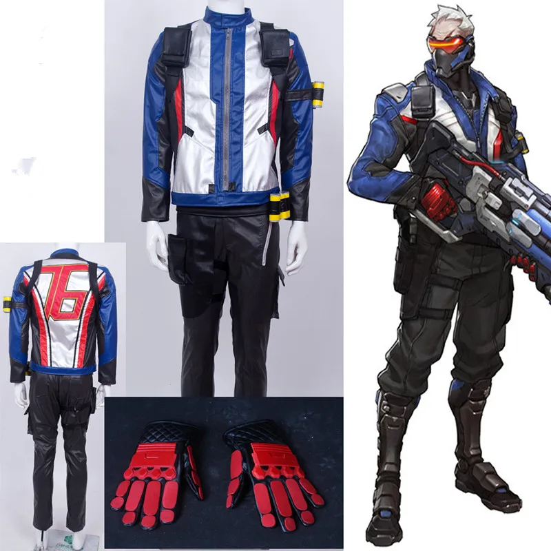 OW Soldier 76 cosplay costume adult Halloween costume for men Soldier 76 leather jacket Full Set Outfit Custome
OW Soldier 76 cosplay costume adult Halloween costume for men Soldier 76 leather jacket Full Set Outfit Custome