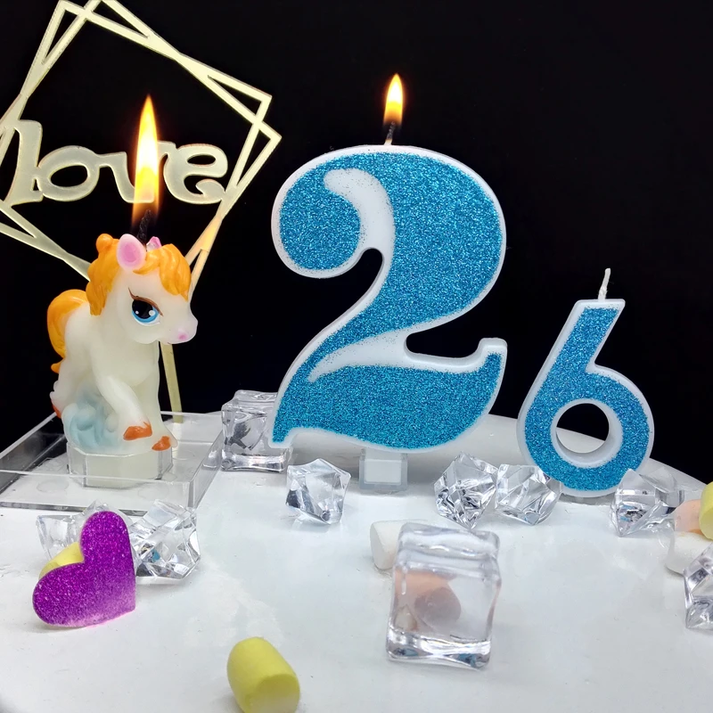 Blue Glitter Dazzle 18th Birthday Candle