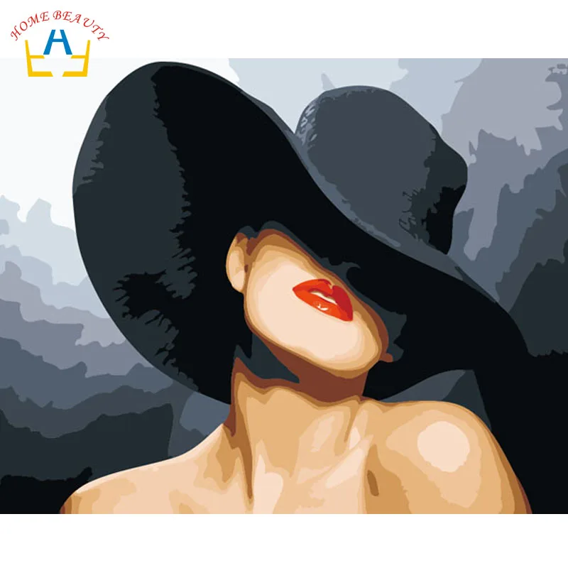 New wall digital oil painting by numbers diy home decoration craft paint on canvas unique gift picture black hat woman R054
New wall digital oil painting by numbers diy home decoration craft paint on canvas unique gift picture black hat woman R054