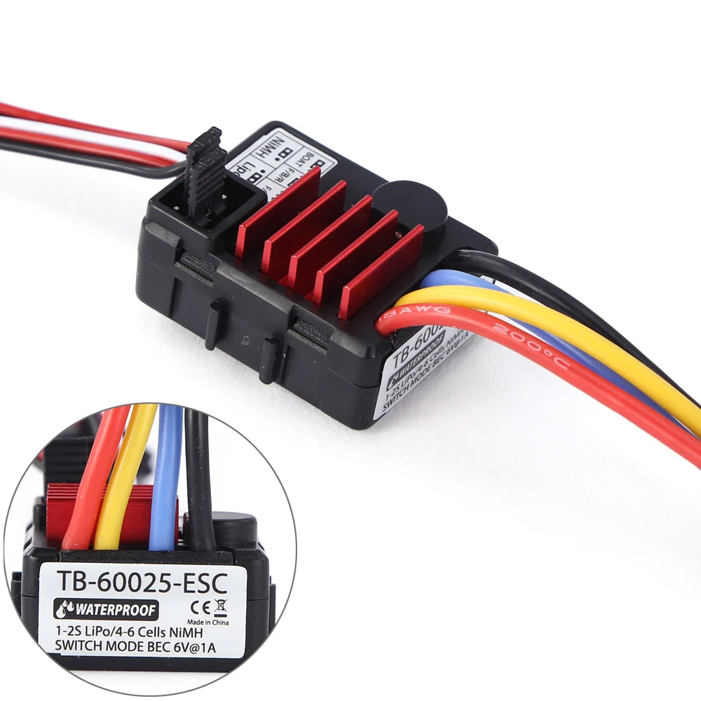 Водонепроницаемый мотор RC ESC 1-2S TB-60025 30A с щеткой 6V / 1A BEC для лодки/автомобиля |