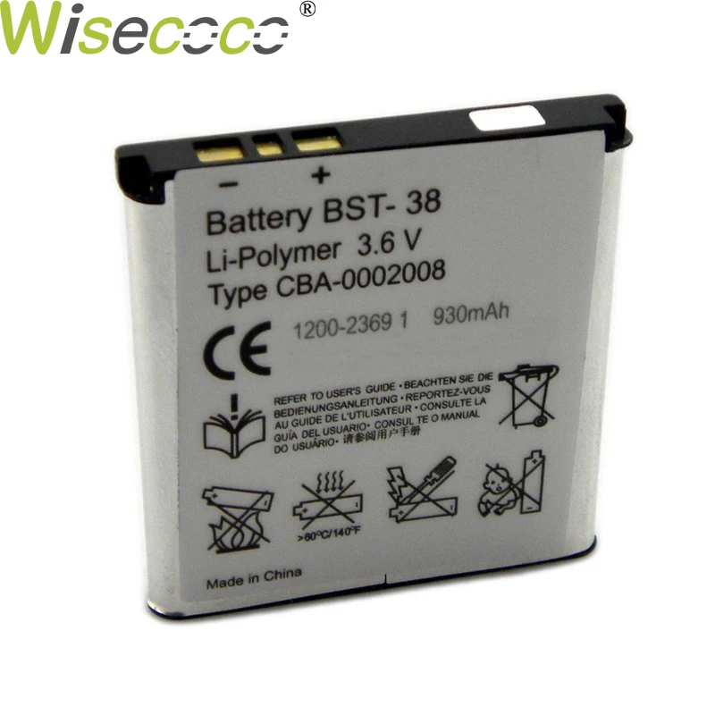 WISECOCO New 930mAh BST-38 Battery For Sony Ericsson U20i R306 S500i T658 C905 K770i K850i K858 W580i W902 W980 +Tracking Number
WISECOCO New 930mAh BST-38 Battery For Sony Ericsson U20i R306 S500i T658 C905 K770i K850i K858 W580i W902 W980 +Tracking Number