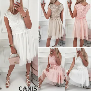 Womens Sleeveless O-Neck Solid Lace Short Bridesmaid Party Summer Casual and Loose Ultrathin Formal Wedding Tank Short Dresses
Womens Sleeveless O-Neck Solid Lace Short Bridesmaid Party Summer Casual and Loose Ultrathin Formal Wedding Tank Short Dresses