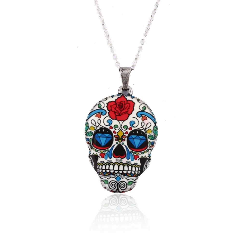 Necklace for Men Vintage Skeleton Pendant Necklace Women Skull Necklace Choker Party Halloween Decoration Gifts Collier Femme