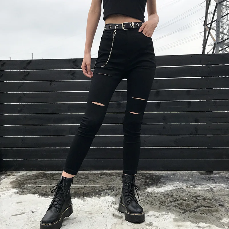 Goth Dark Black Hollow Out Skinny Gothic Pants For Women Hole High Waist 2019 Fall Women's Trousers Fashion Grunge Streetwear
Goth Dark Black Hollow Out Skinny Gothic Pants For Women Hole High Waist 2019 Fall Women's Trousers Fashion Grunge Streetwear