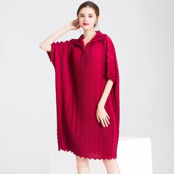 Women Crinkled Office Lady Straight Solid Half Length Sleeves Knee-length Pleated Dress
Women Crinkled Office Lady Straight Solid Half Length Sleeves Knee-length Pleated Dress