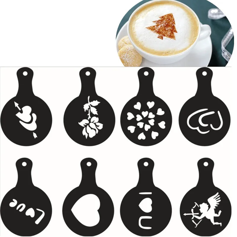 8Pcs/Lot Plastic Cafe Foam Spray Template Barista Stencils Decoration Tool Garland Mold Printing Flower Model
8Pcs/Lot Plastic Cafe Foam Spray Template Barista Stencils Decoration Tool Garland Mold Printing Flower Model