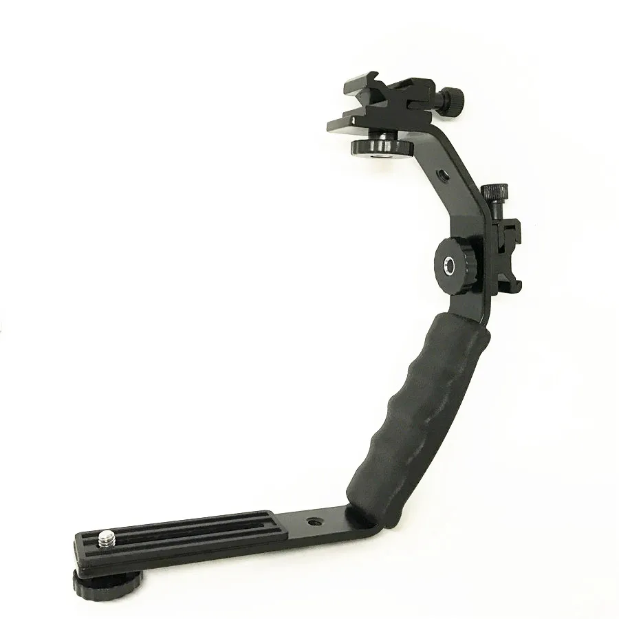 Universal Flash Camera Bracket with 2 Standard Side Hot Shoe Mounts for Flash DSLR Video Light Camcorder Holder L Grip Holder
Universal Flash Camera Bracket with 2 Standard Side Hot Shoe Mounts for Flash DSLR Video Light Camcorder Holder L Grip Holder