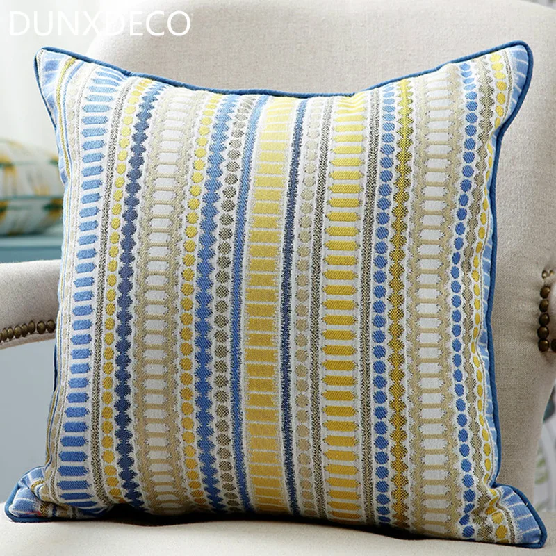DUNXDECO Cushion Cover Decorative Pillow Case Modern Geometric Blue Colorful Dot Stripe Jacquard Coussin Home Sofa Chair Deco
DUNXDECO Cushion Cover Decorative Pillow Case Modern Geometric Blue Colorful Dot Stripe Jacquard Coussin Home Sofa Chair Deco