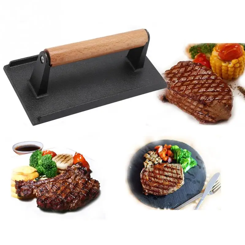 BBQ tool Cast iron+Wooden Handle Steak Plate Professional Meat Press BBQ Cast Iron Grill
BBQ tool Cast iron+Wooden Handle Steak Plate Professional Meat Press BBQ Cast Iron Grill