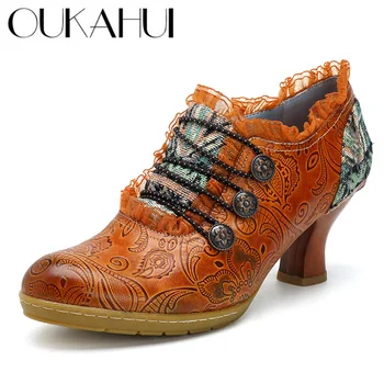 OUKAHUI Full Grain Cow Leather Court Style Genuine Leather Pumps Women Shoes Retro Spike Heel Side Zipper Elegan High Heels Lady
OUKAHUI Full Grain Cow Leather Court Style Genuine Leather Pumps Women Shoes Retro Spike Heel Side Zipper Elegan High Heels Lady