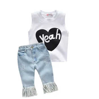clothes set kids baby girls Cotton Baby Girl Set Clothes Summer Two pieces Tshirt Tops Denim Jeans Pants Infant Outfits L0516
clothes set kids baby girls Cotton Baby Girl Set Clothes Summer Two pieces Tshirt Tops Denim Jeans Pants Infant Outfits L0516