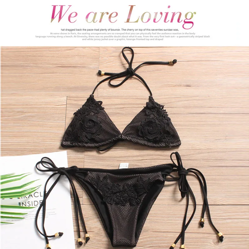 Sexy Black Women Bikini Push Up Bra Hanging Neck Sling Open Back Swimsuit Flower Decoration Bathing Suit Thong Low Waist
Sexy Black Women Bikini Push Up Bra Hanging Neck Sling Open Back Swimsuit Flower Decoration Bathing Suit Thong Low Waist