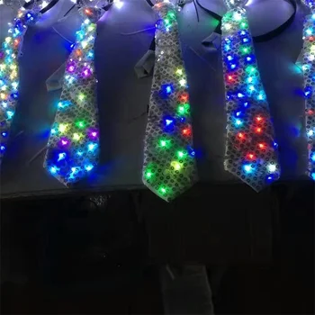 

5 PCS Colorful Led Luminous Neck Tie Mixcolor Flashing Fashion Tie Party And Dancing Stage Glowing Christmas Dance Wear Tie