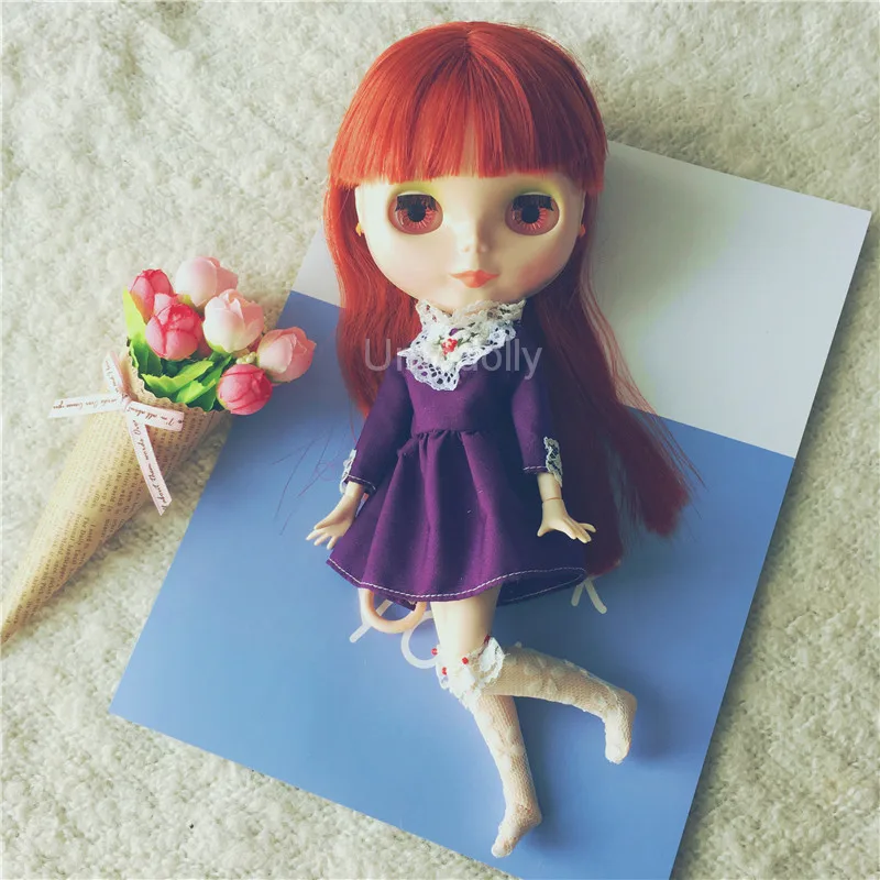 Новинка 2018 1 комплект модный костюм (фиолетовое платье + носки) для 1/6 Blyth Azone Licca