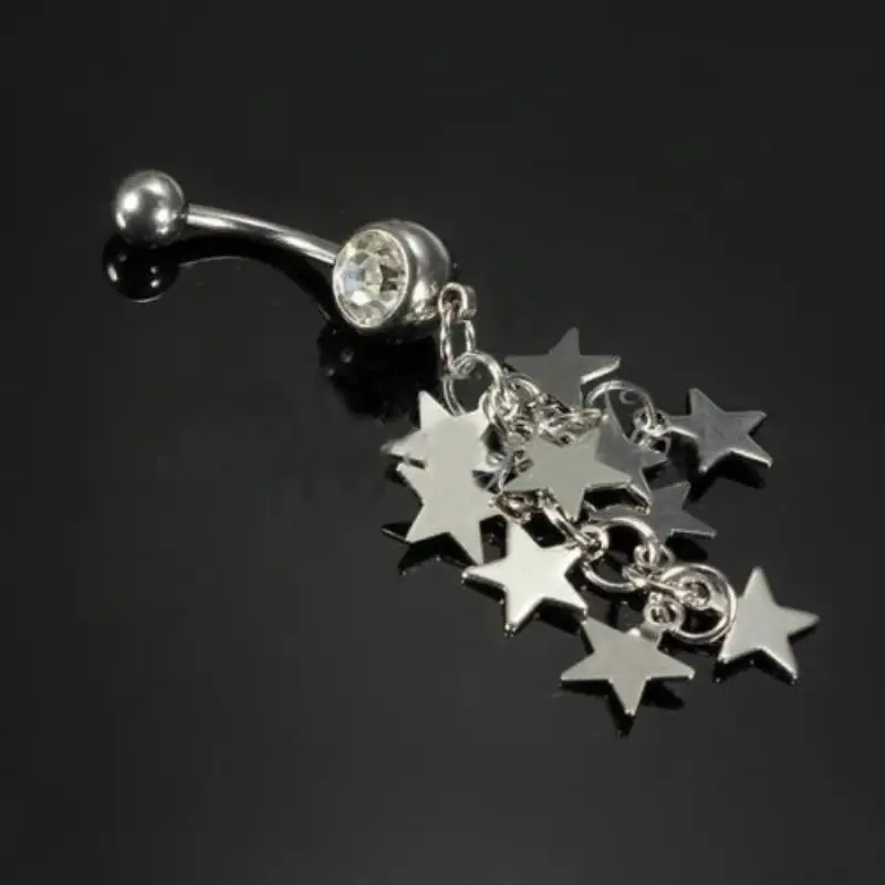 Shellhard Sexy Dangle Belly Bars Belly Button Rings Fashion Surgical Steel Rhinestone Body Jewelry Navel Piercing Rings