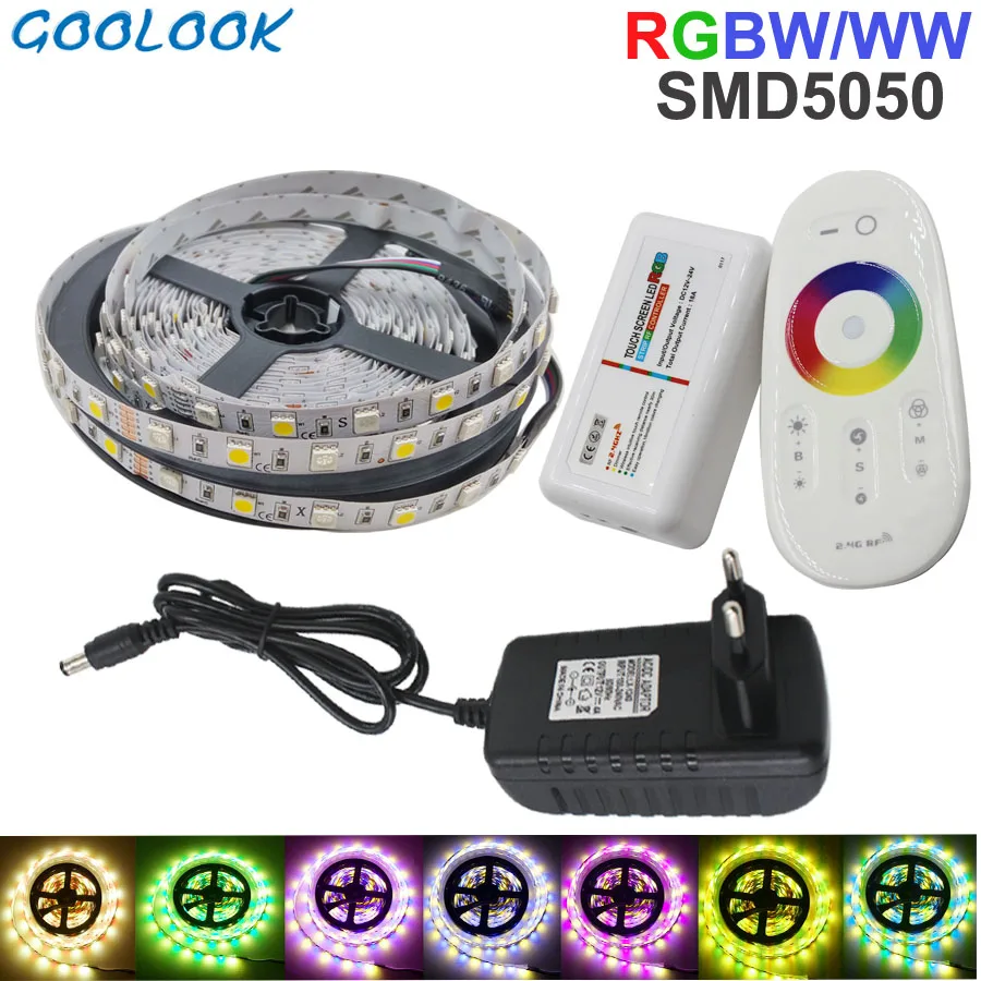 5M 5050 RGBW LED Strip Ribonn Waterproof RGBWW 5050 LED Stripes Diode Tape +RF Touch RGB Controller +AC110/220V DC 12V Adapter
5M 5050 RGBW LED Strip Ribonn Waterproof RGBWW 5050 LED Stripes Diode Tape +RF Touch RGB Controller +AC110/220V DC 12V Adapter