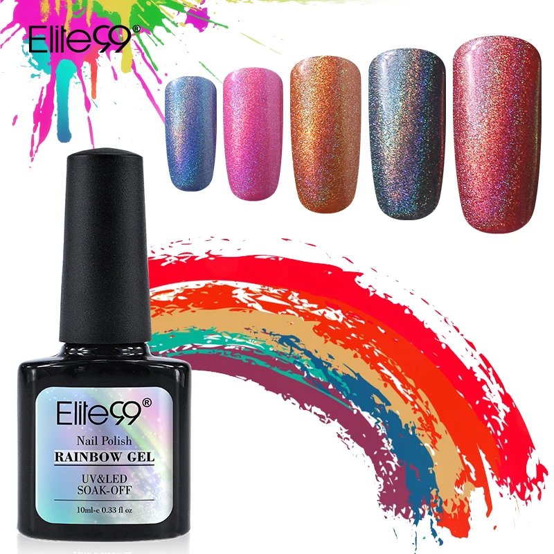 

Elite99 10ml Rainbow Shimmer UV LED Nail Gel Polish Long-lasting Lucky Varnish Bling Soak Off Semi Permanent Hybrid Lacquer