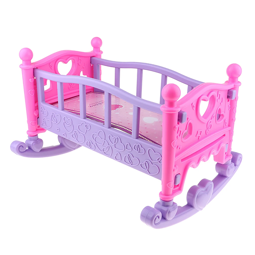 Colorful Girl Dolls Rocking Bed Bedroom Furniture Cradle Bed for Mellchan Dolls Decor