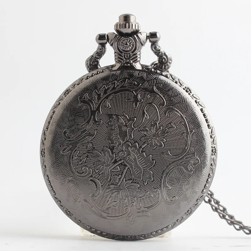 Retro-Steampunk-Pocket-Watch-Black-Dad-Design-Men-Women-Watch-Necklace-Pendant-Gift-CF1012
