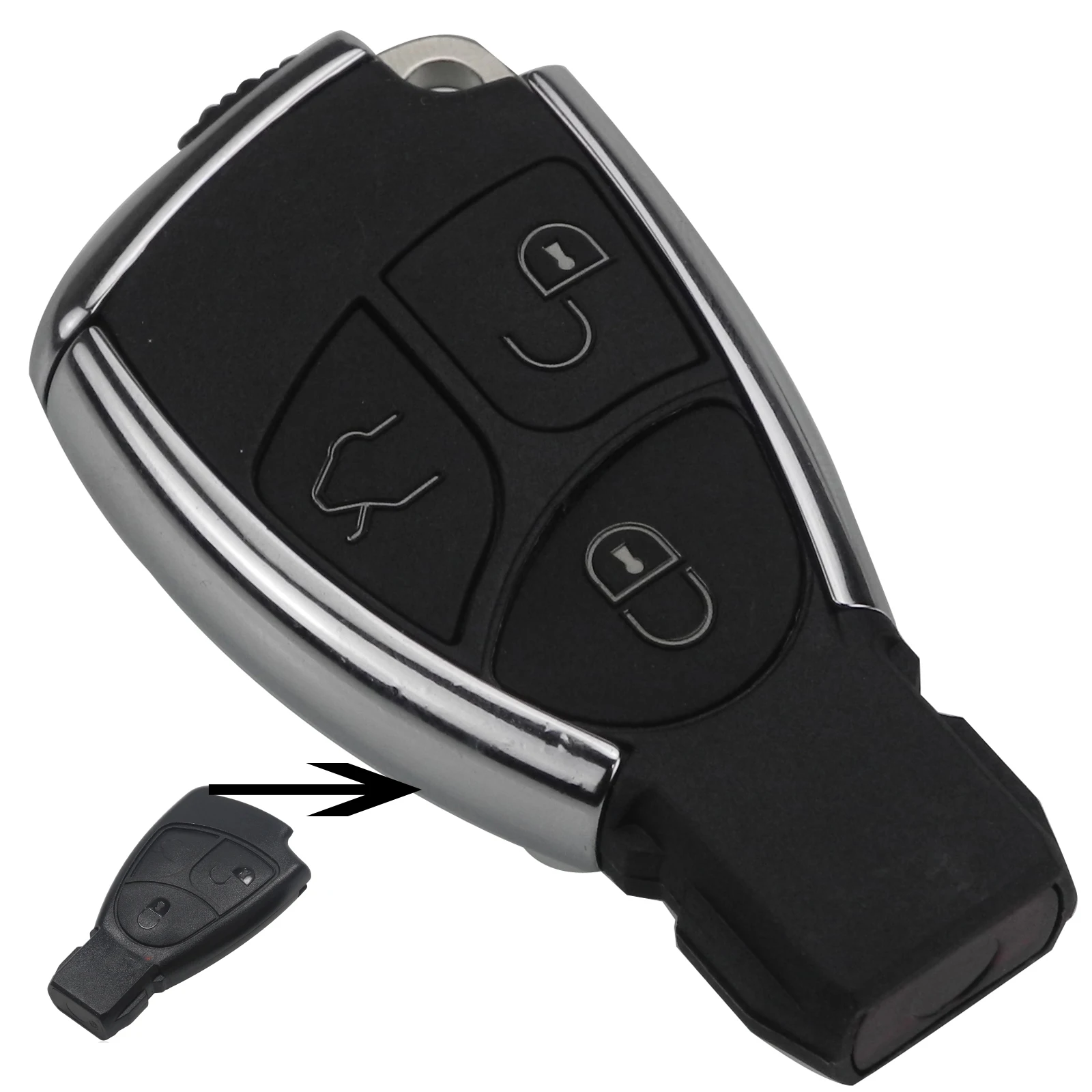 With battery Holder 3 Buttons Silver Side Modified Remote Key Shell Case Fob for Benz CLS C E S New Style
With battery Holder 3 Buttons Silver Side Modified Remote Key Shell Case Fob for Benz CLS C E S New Style