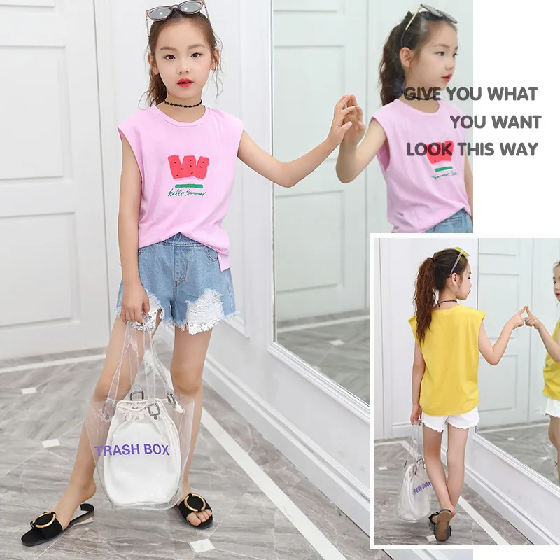 Summer New T-Shirt Girl Korean Children's Sleeveless T-Shirt Lovely Kids Casual Printed Watermelon Clothes Kids Printed Outwear
Summer New T-Shirt Girl Korean Children's Sleeveless T-Shirt Lovely Kids Casual Printed Watermelon Clothes Kids Printed Outwear