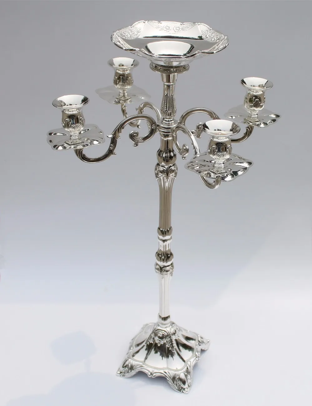Hotsale Wedding supply Silver candelabrum 63cm height 5-arm candelabras with flower bowl in the center for weddings or events | Дом и сад