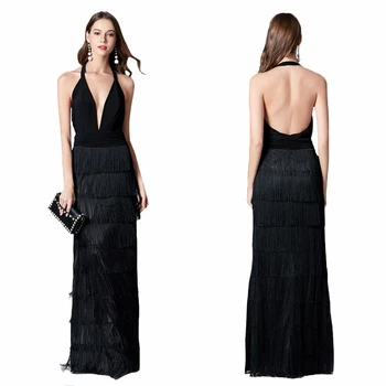 Black Halter Long A Line Evening Dresses Robe Soiree SEXY Summer V Neck Prom Gown Backless Tassels Formal Party Dress Vestidos
Black Halter Long A Line Evening Dresses Robe Soiree SEXY Summer V Neck Prom Gown Backless Tassels Formal Party Dress Vestidos
